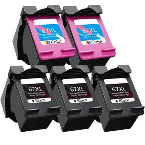 HP 67XL Remanufactured High Yield Ink Cartridge 5-Pack