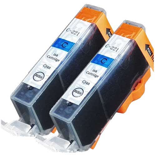 Canon CLI-221C Cyan Compatible Ink Cartridge Twin Pack