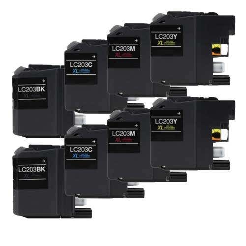 Brother LC203 Ink - Compatible High-Yield Cartridge 8-Pack Inkjets.com