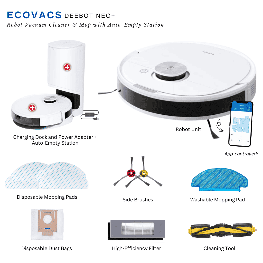 Ecovacs Deebot NEO+ Robot Vacuum Cleaner & Mop with Auto-Empty Station