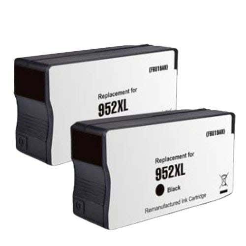 952XL Black (F6U19AN) Remanufactured High Yield Ink Cartridge Twin Pack