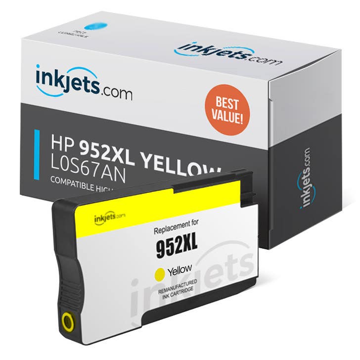 HP 952XL (L0S67AN) Yellow High-Yield Remanufactured Ink Cartridge Inkjets.com