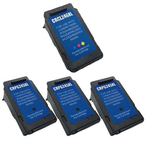 PG-245XL & CL-246XL Remanufactured High Yield Ink Cartridge 4-Pack