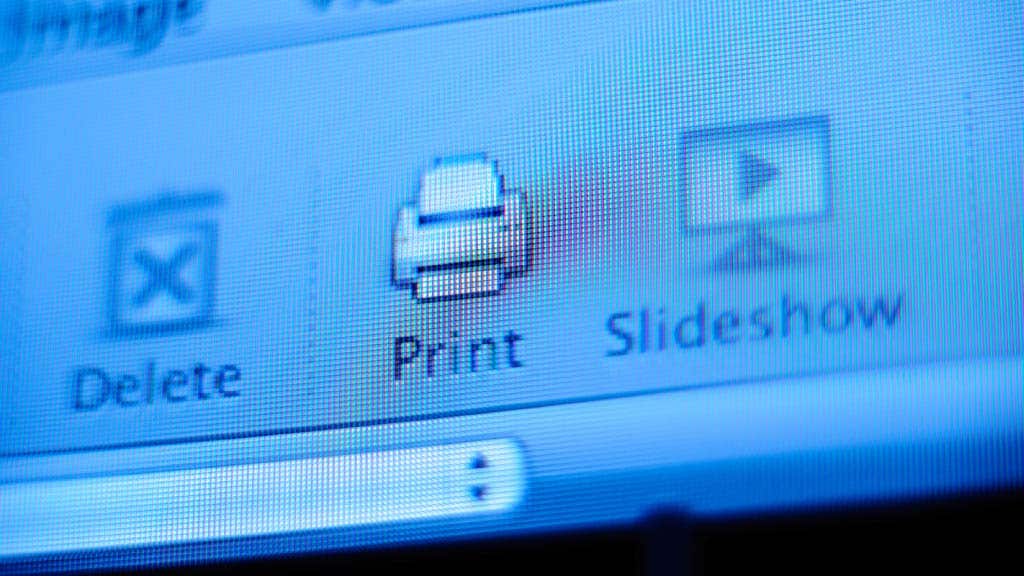 close up image of print button on a computer screen