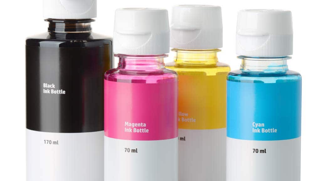Close up photo of bottles of dye ink