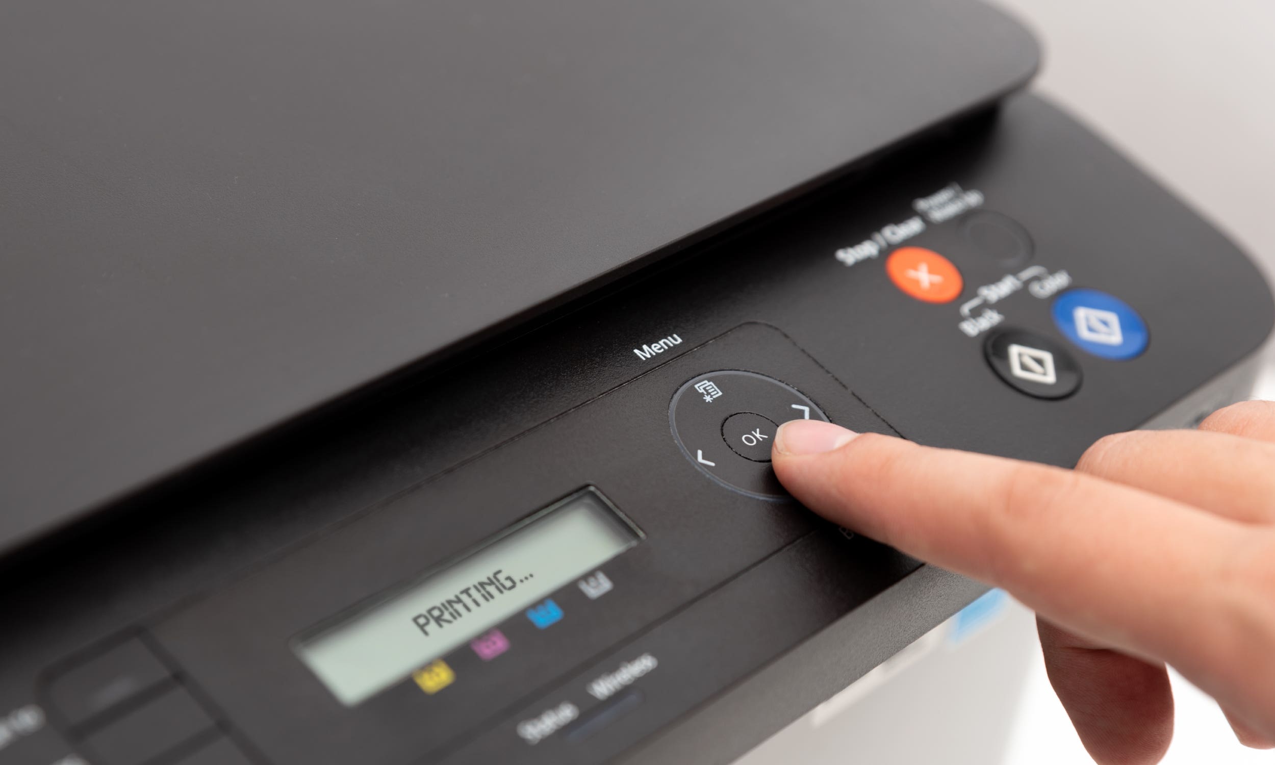 close up photo of a multifunction printer