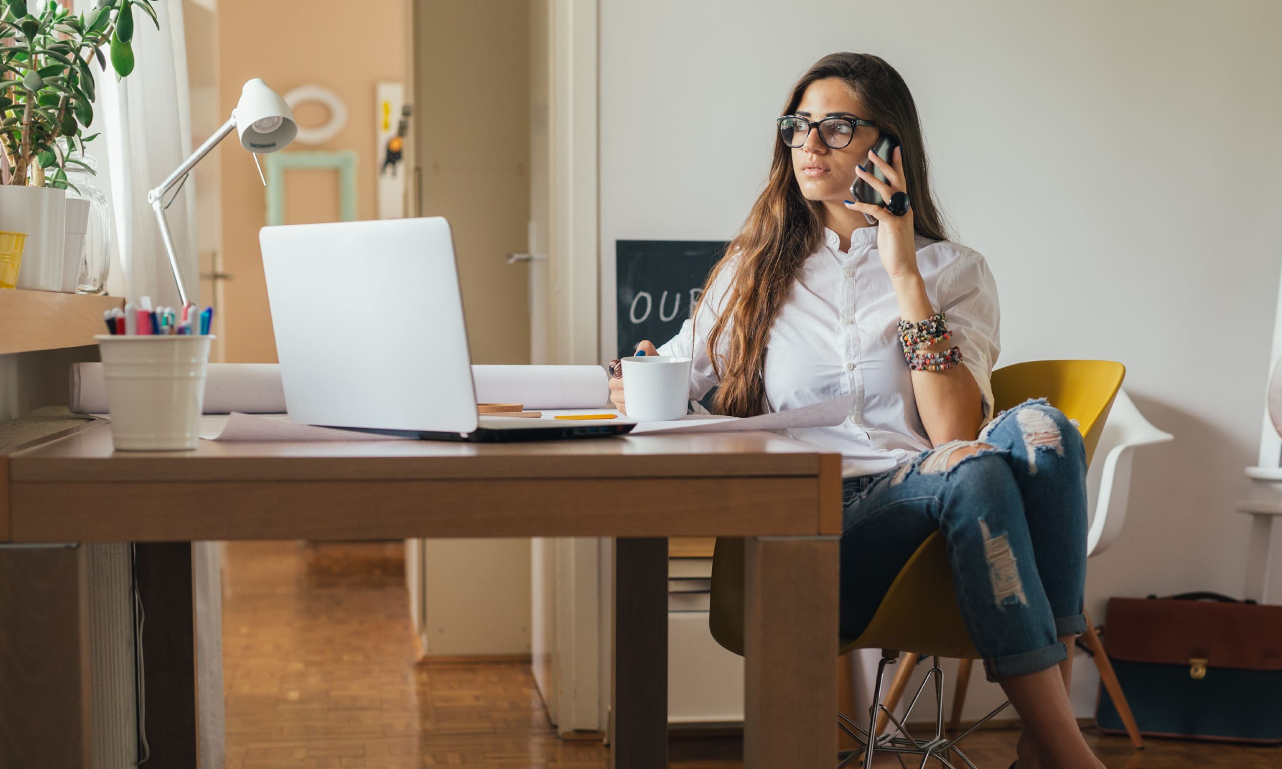 woman working from home
