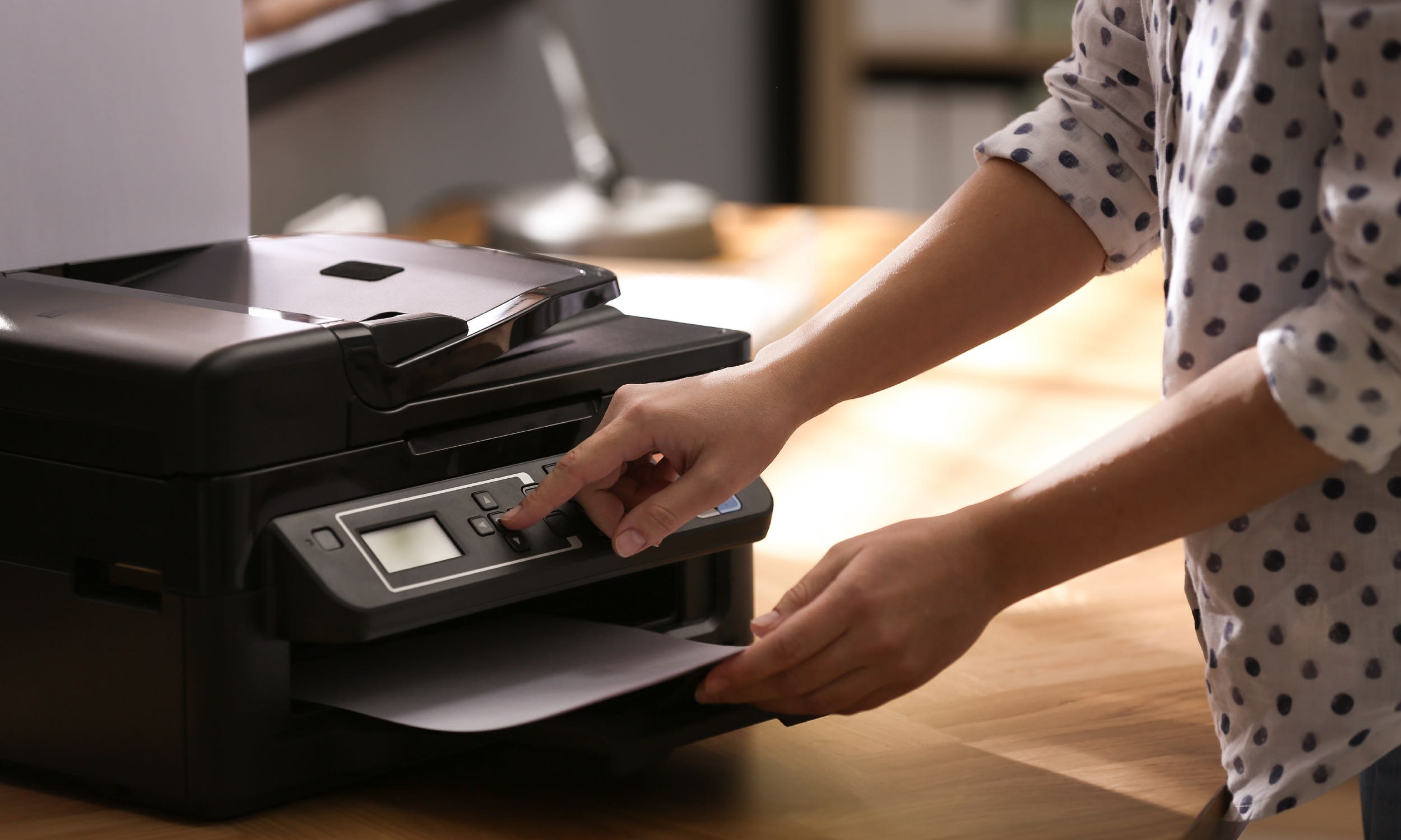 woman using a printer