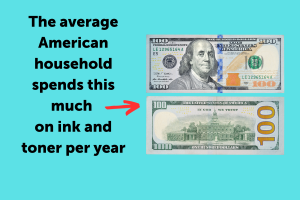 The average American household spends $100 per year on ink and toner