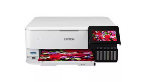 InkJets.com BLOG - Image of white Epson printer Photo of white Epson Printer on white background