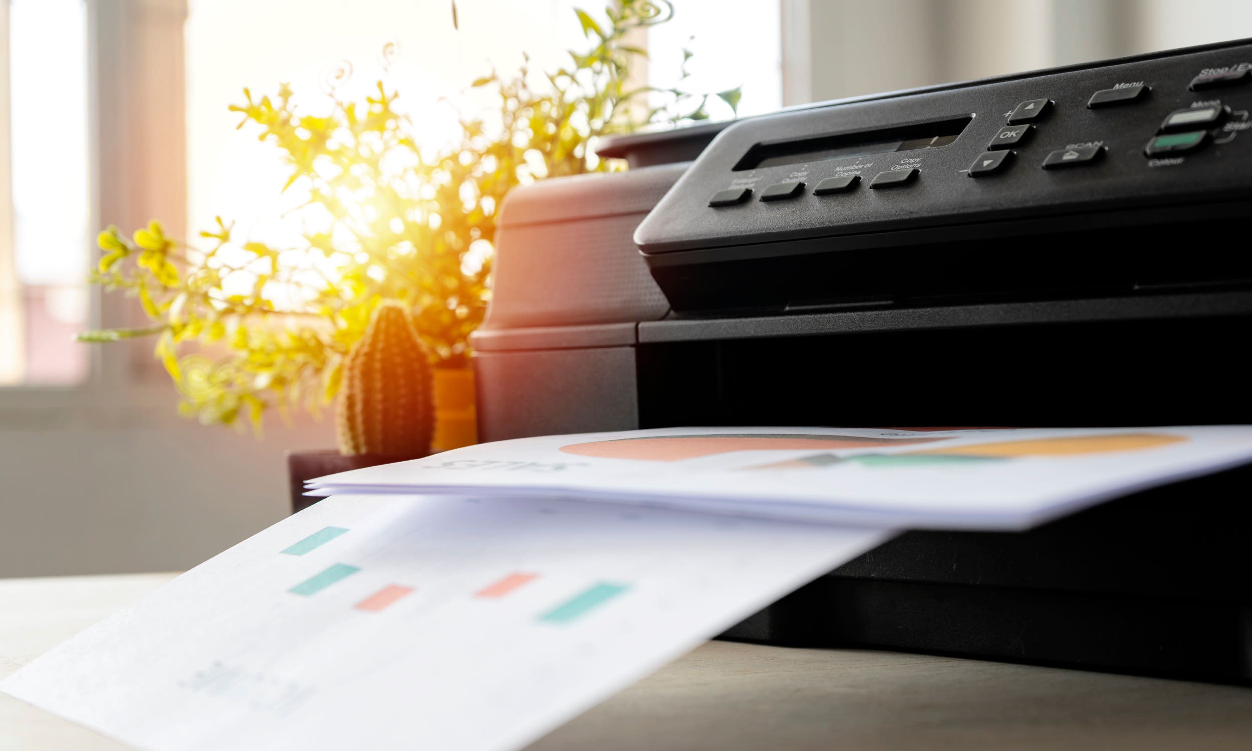black printer printing graphs