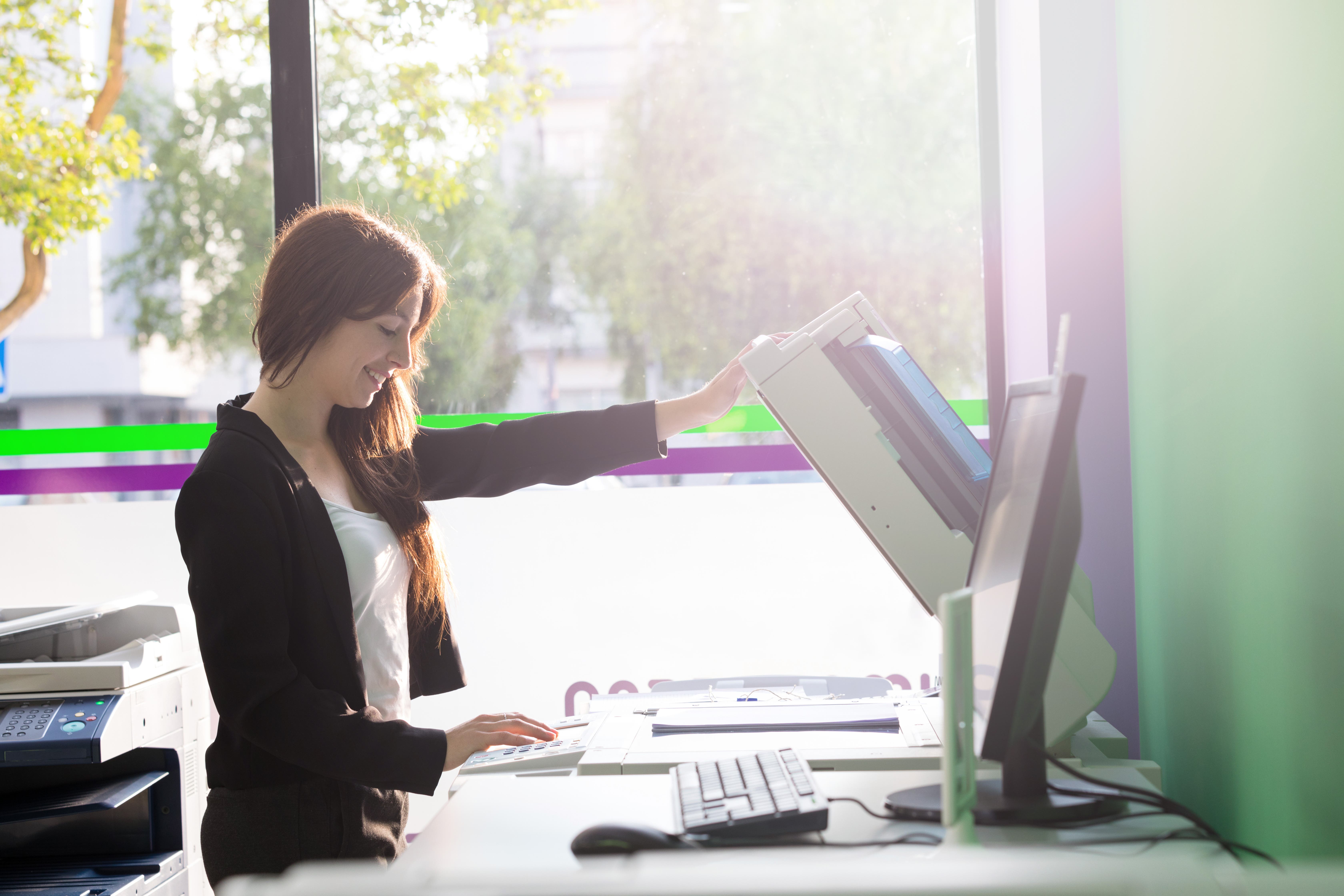 woman working in a copy store