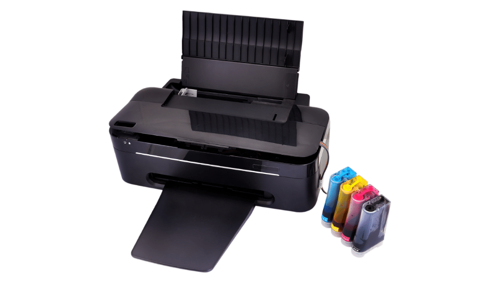 black printer with ink cartridges
