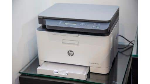 white HP desktop printer