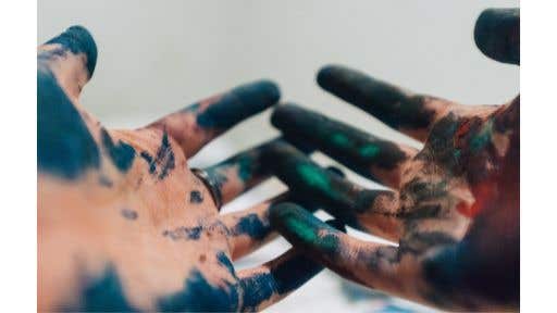 ink stained hands