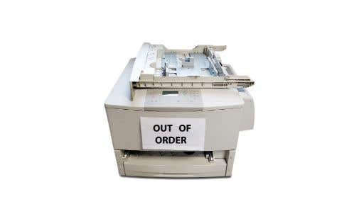 white printer with out of order sign
