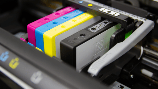 closeup image of HP ink cartridges
