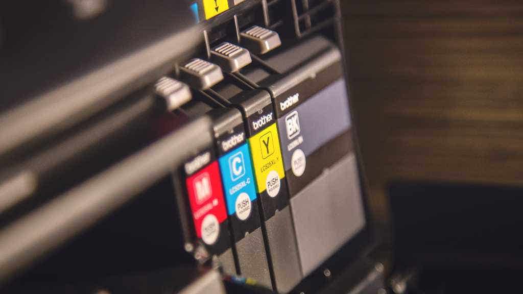 Photo of Brother ink cartridges inside a printer