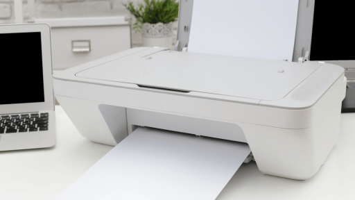 white printer with paper